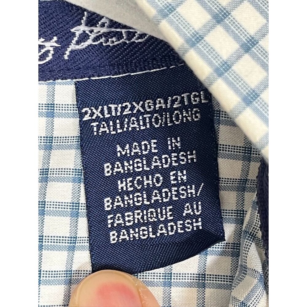 Wrangler Plaid Pearl Snap Shirt Blue 2XLT Western Cowboy Checks Concert Relaxed - Picture 6 of 9